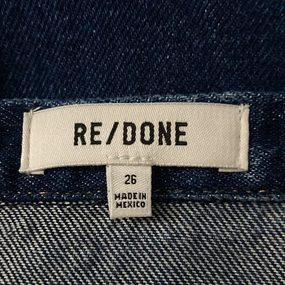 Re/Done  Split Front Denim Jean Mini Skirt in Fortuna Wash Womens size 26 - Picture 9 of 12